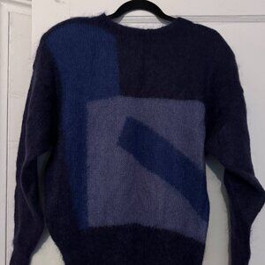 RARE Christian Dior Vintage large Sweater Purple Blue 80s Style Kid Mohair